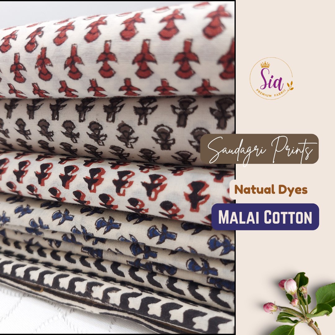 Malai Mul Mul Cottons, Saudagri Prints, Natural Dye Sustainable Collection - Coming Soon. - Sia Premium Fabric