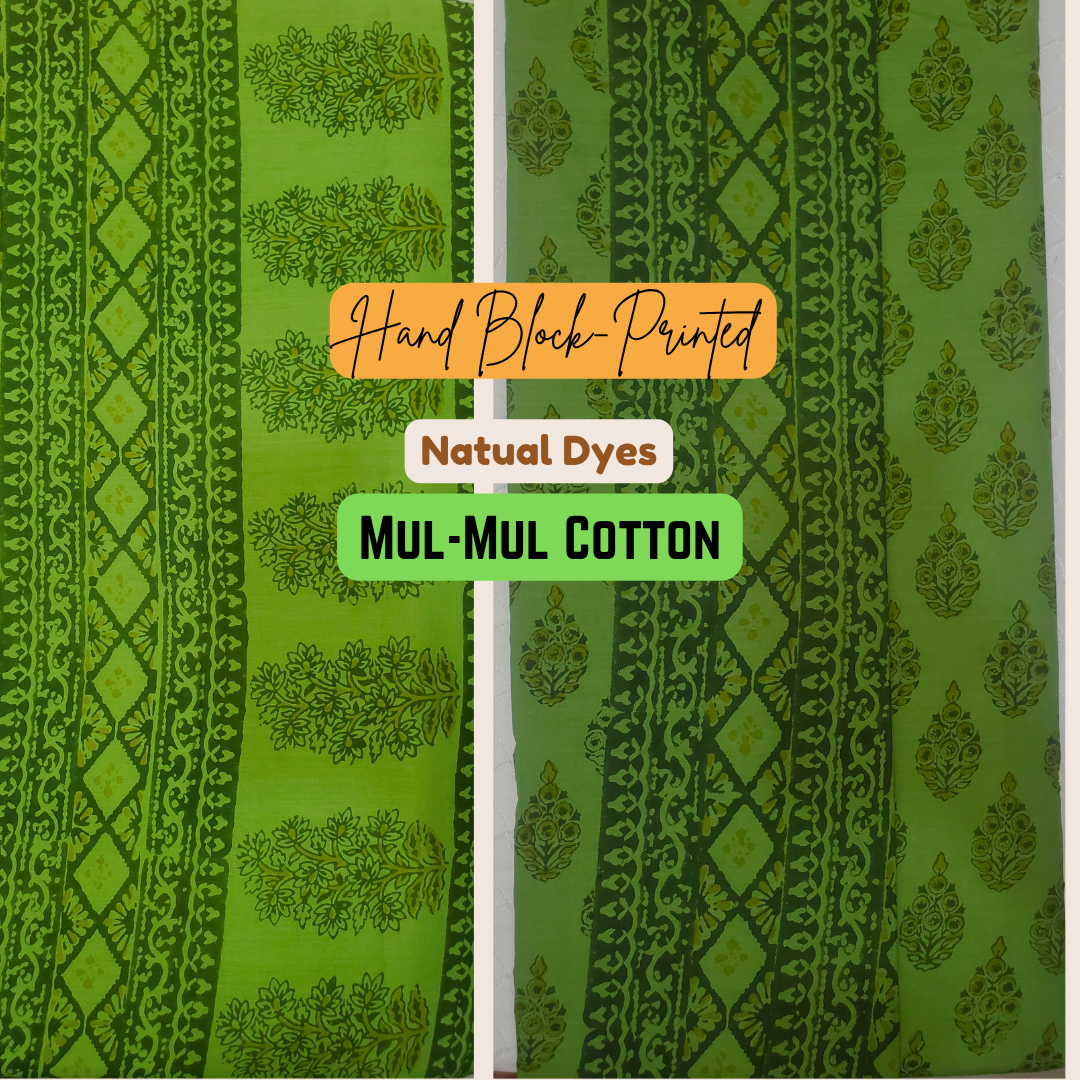Lush green saree with intricate floral motifs