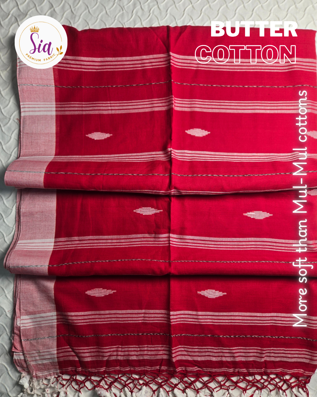 Deep Red/Maroon - BUTTER SOFT PREMIUM Mul-Mul cotton, 120 thread count with embroidered motifs.