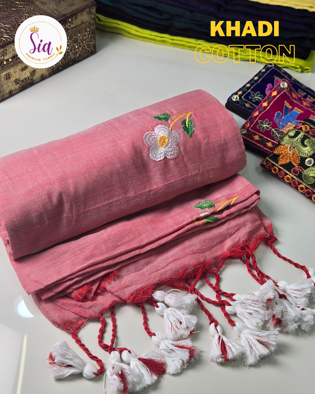 Peach - Khadi Cotton Sarees