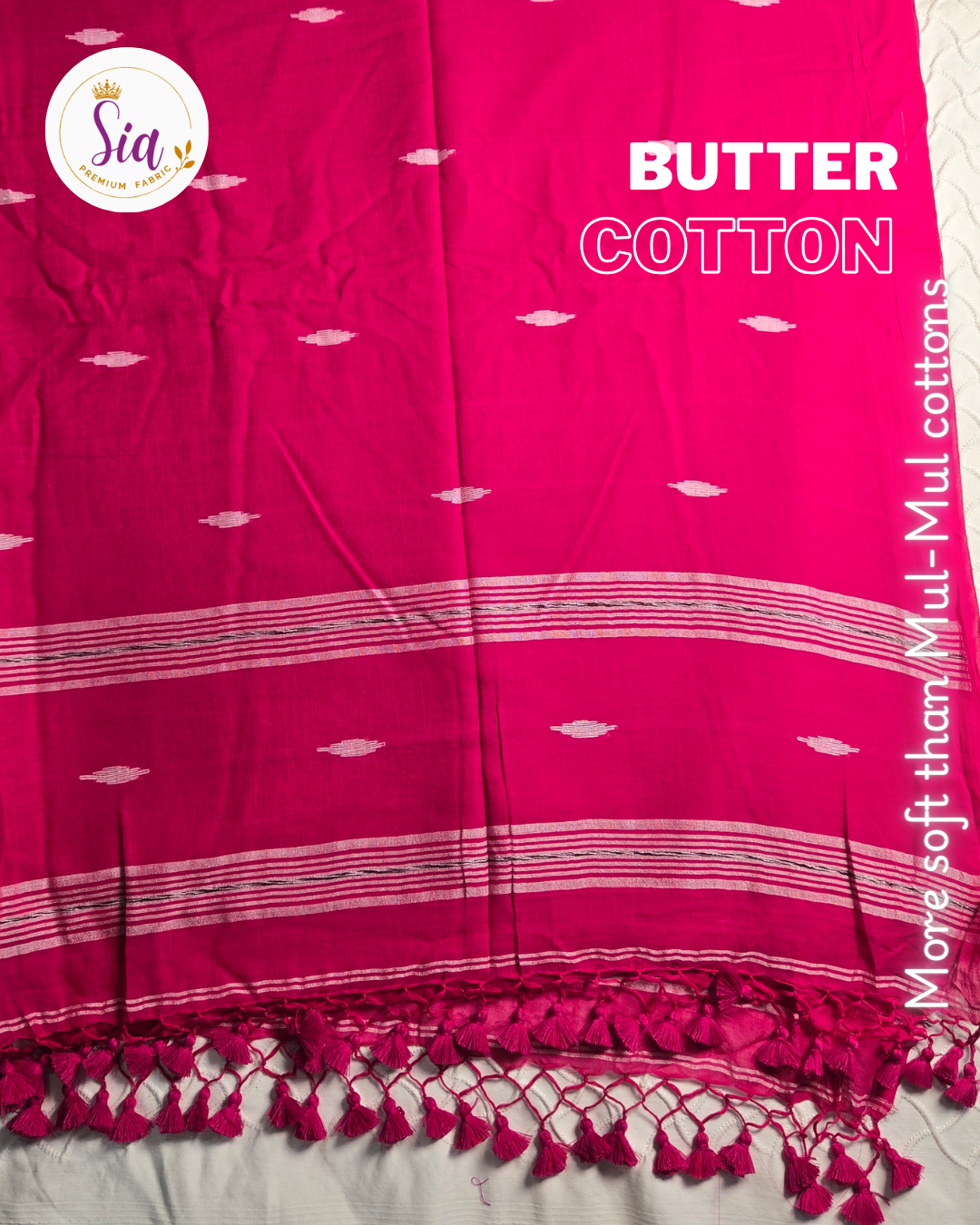 Soft reddish-pink or pinkish-red shade - BUTTER SOFT PREMIUM Mul-Mul cotton, 120 thread count with embroidered motifs.