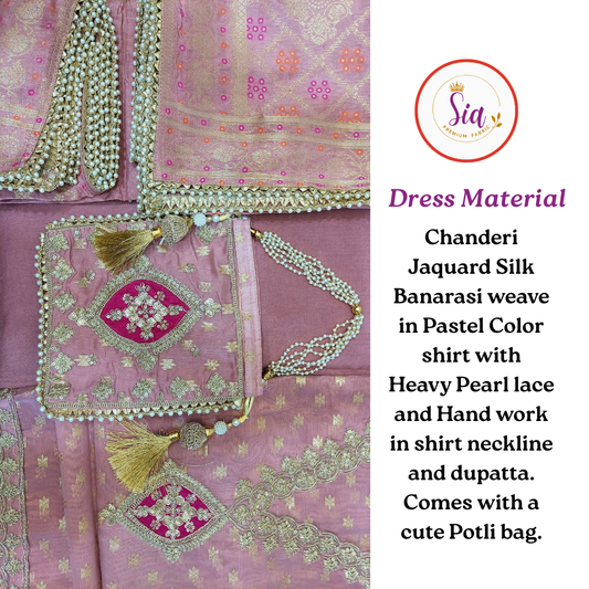 Chanderi Jacquard Silk Banarasi Weave Shirt in a soft pastel color palette