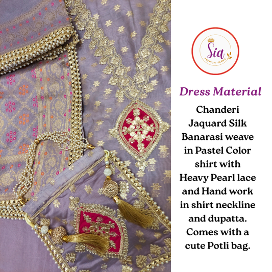Chanderi Jacquard Silk Banarasi Weave Shirt in a soft pastel color palette