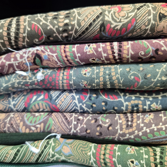 Rai dana Bandhej prints Moss chiffon saree with satin borders