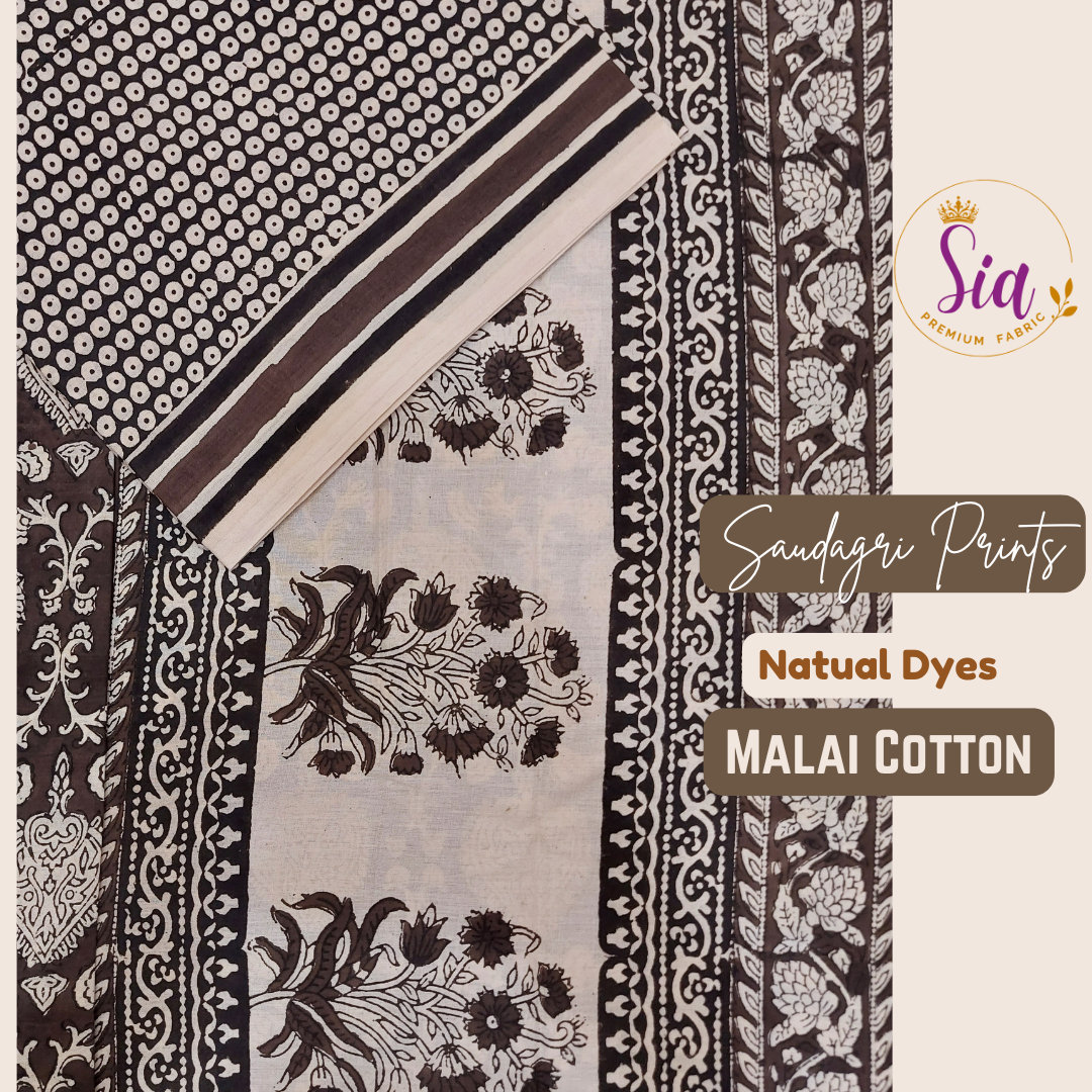 Saudagri Block Prints on Malai Cotton, Handcrafted using natural dyes