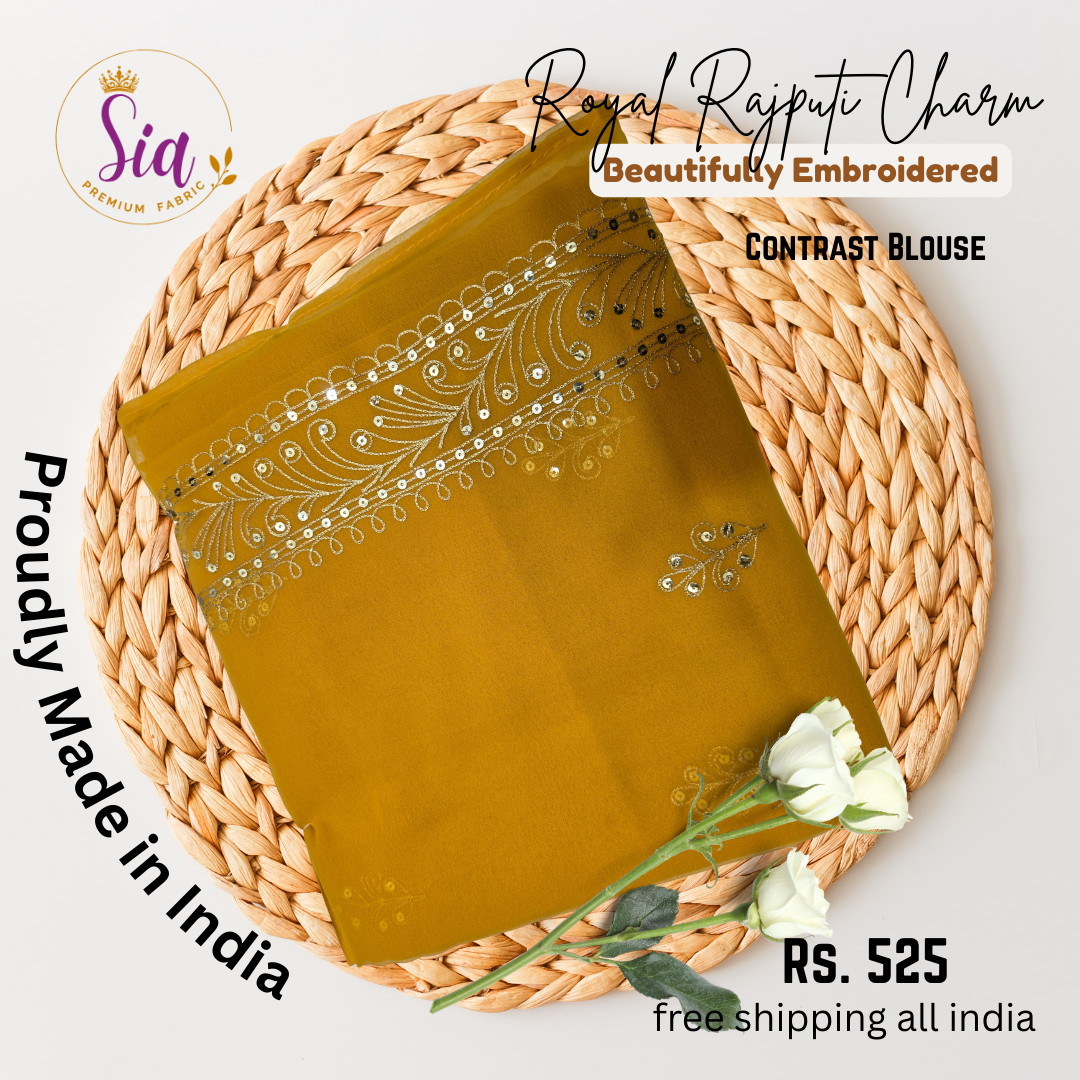 Mustard Yellow - Rajasthani Rajput Beautifully Embroidered