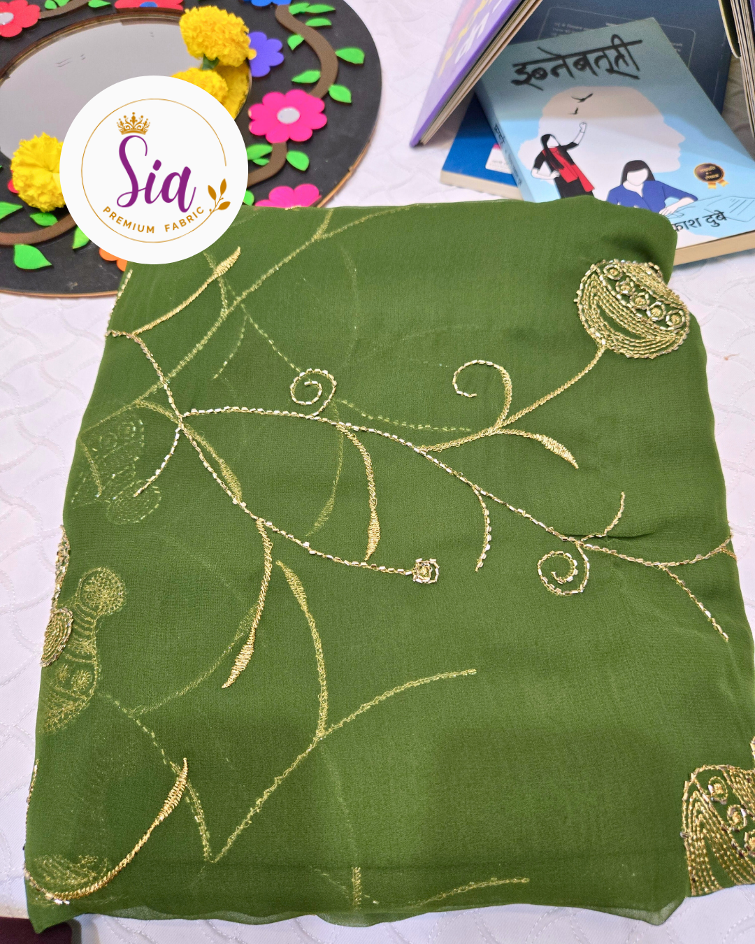 Mehendi - Kumbh All-Over Embroidered Saree