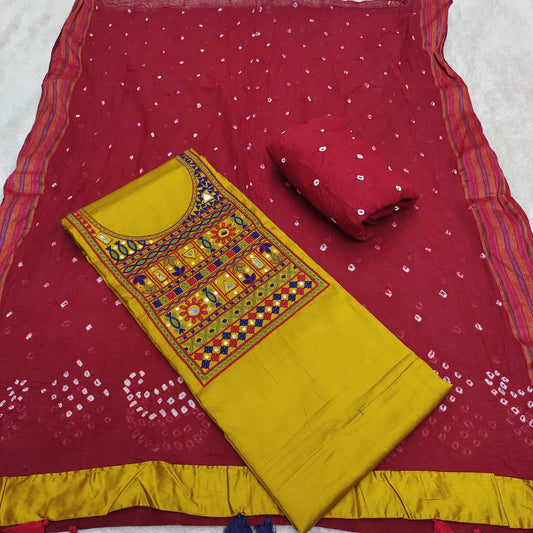 Traditional Kutch work with Bandhej Dupatta ❣️