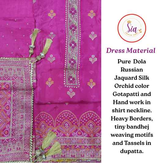 Pure Dola Russian Jaquard Silk Orchid color