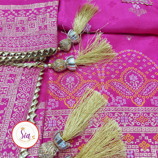 Pure Dola Russian Jaquard Silk Orchid color