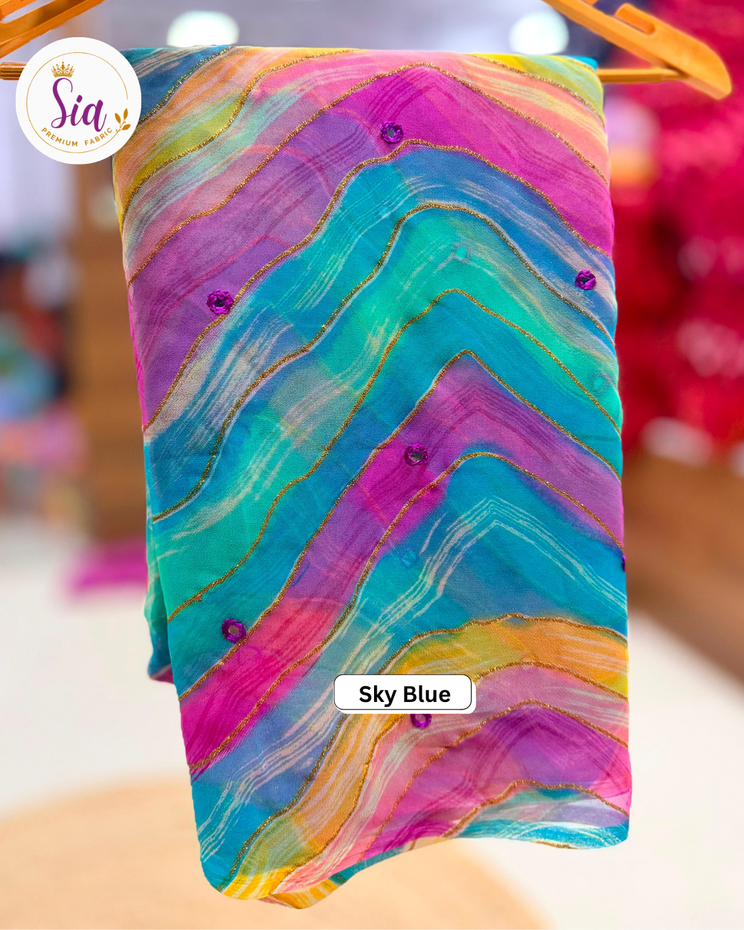 Sia Soft Chiffon Saree with Mirror Work