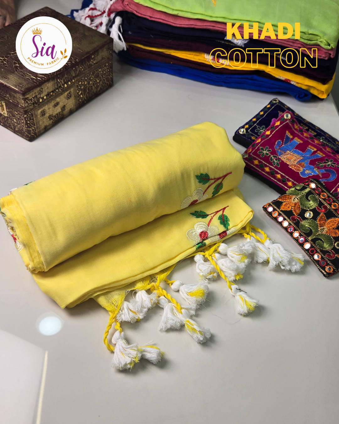 Yellow - Khadi Cotton Sarees