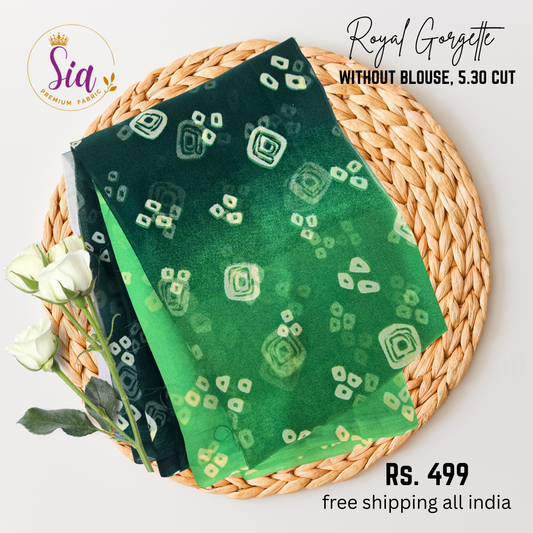 Ombre/Shaded - GREEN - Royal Gorgette without blouse sarees