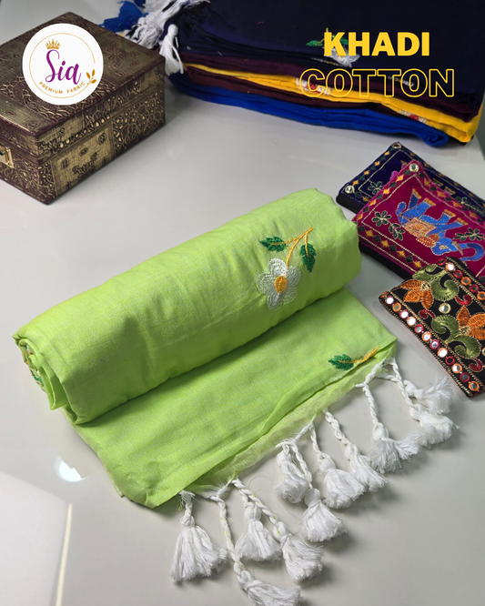Light Green - Khadi Cotton Sarees