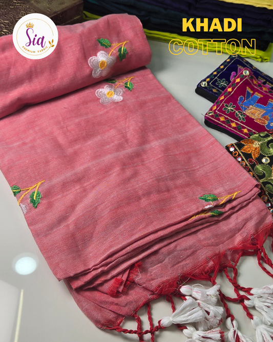 Peach - Khadi Cotton Sarees