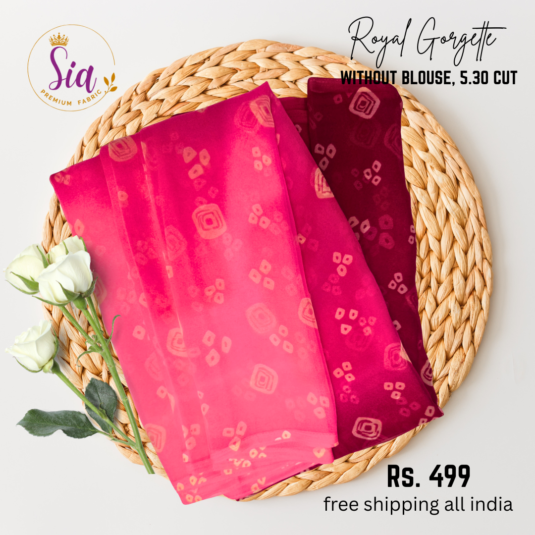 Ombre/Shaded - PINK - Royal Gorgette without blouse sarees