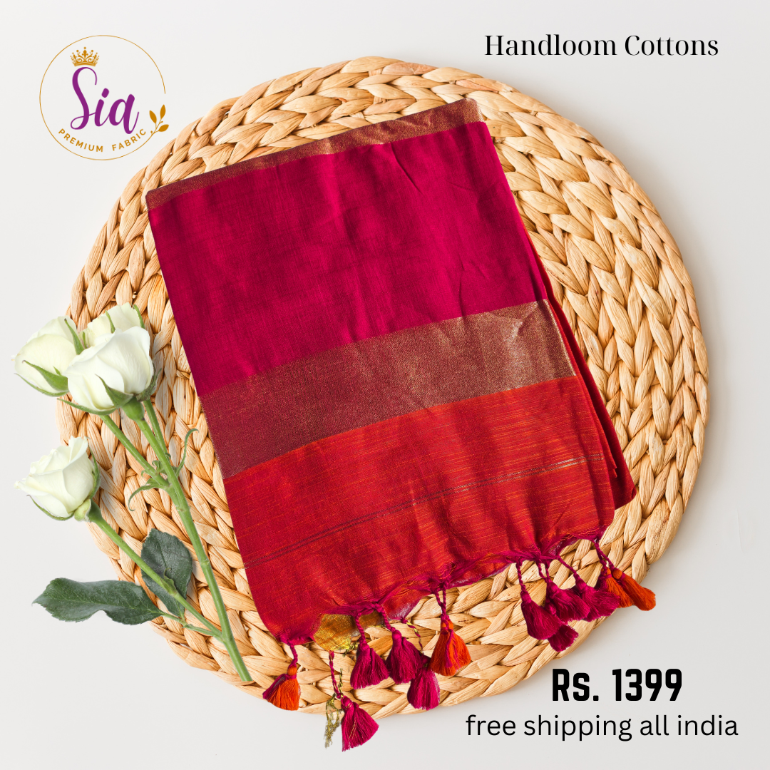 Pink Orange - Handloom super soft cotton sarees