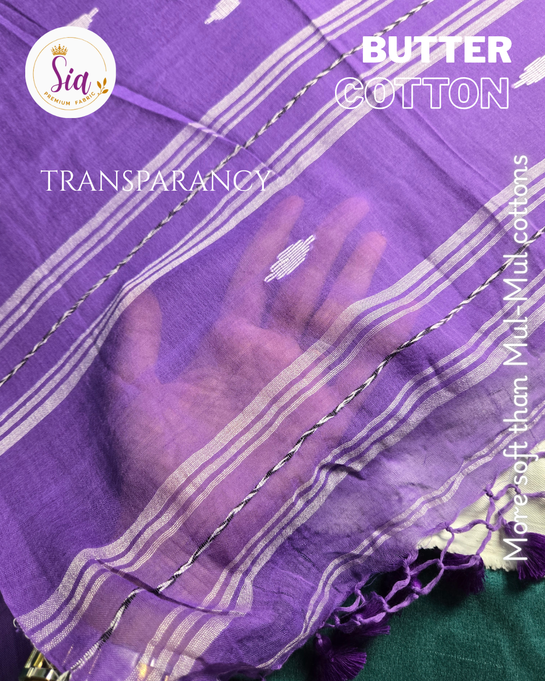Lavender / Lilac - BUTTER SOFT PREMIUM Mul-Mul cotton, 120 thread count with embroidered motifs.