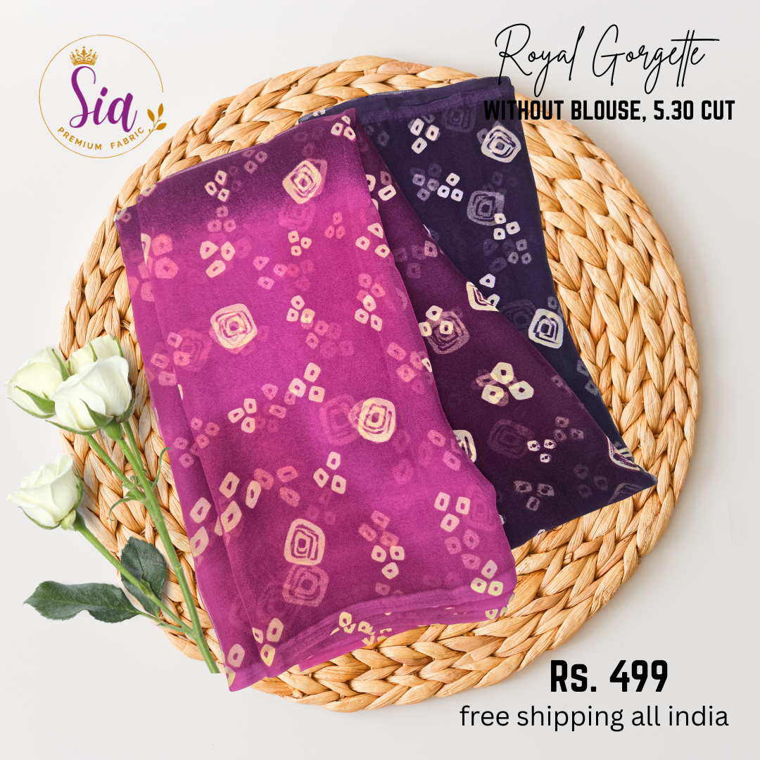 Ombre/Shaded - Purple - Royal Gorgette without blouse sarees