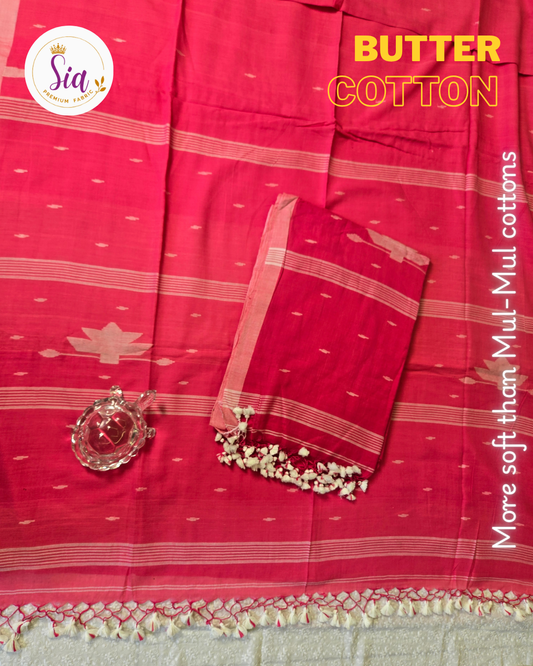 Peach - BUTTER SOFT PREMIUM Mul-Mul cotton, 120 thread count with embroidered floral motifs.