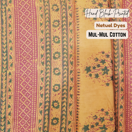 Rust orange beauty features classic hand block floral motifs and intricate borders