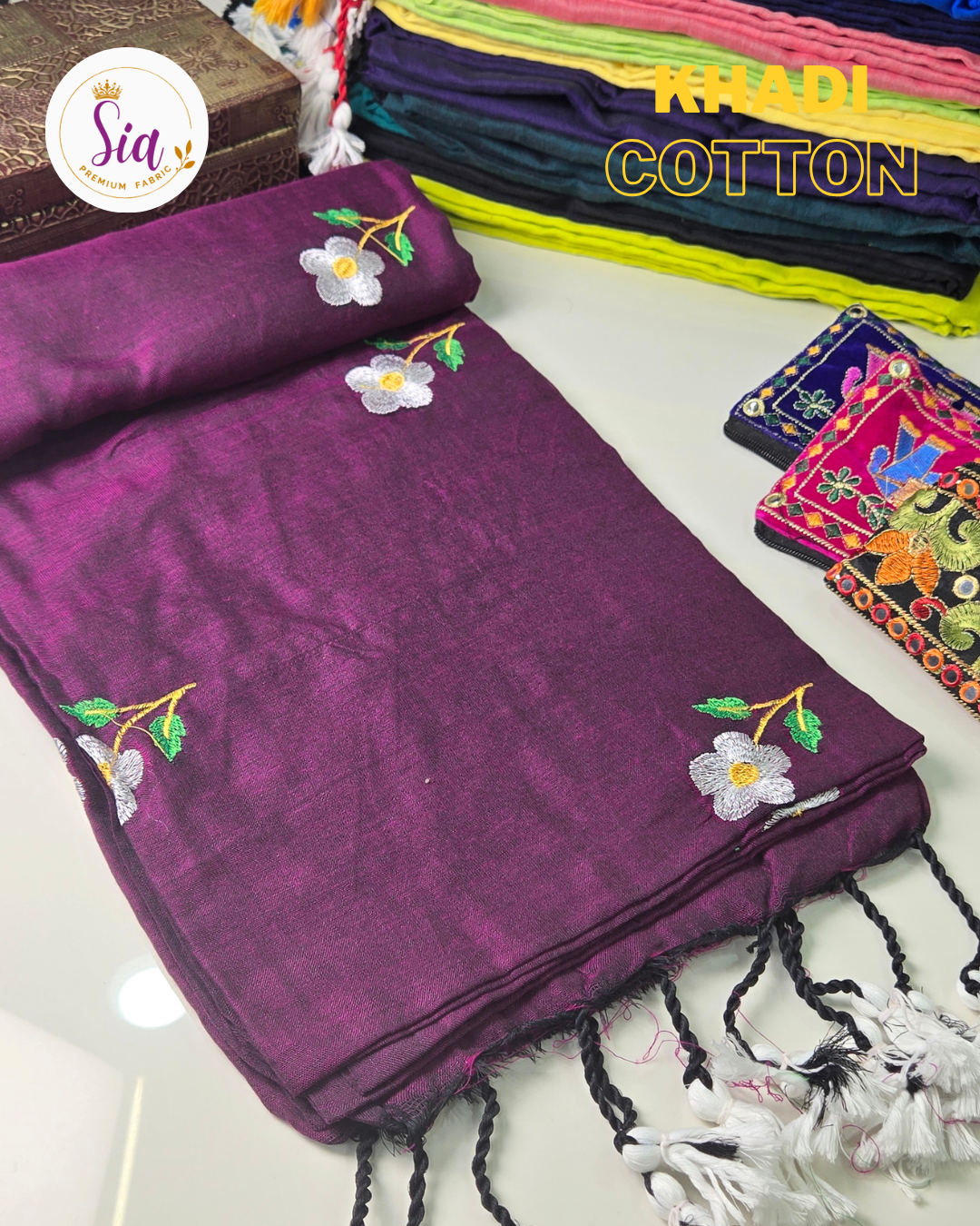 Wine/Magenta - Khadi Cotton Sarees