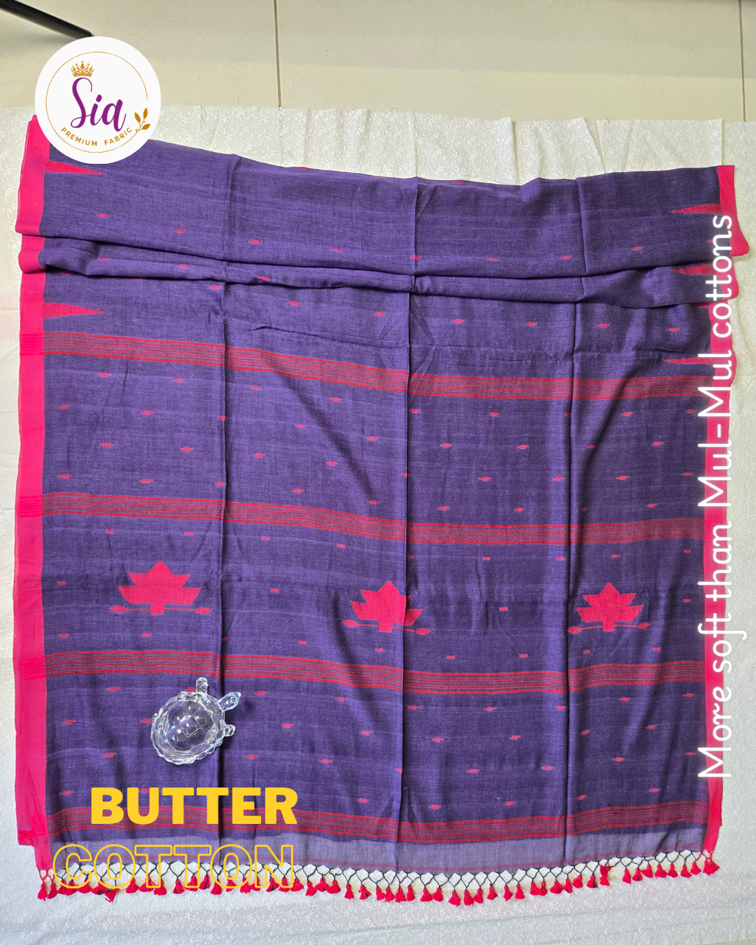 Purple - BUTTER SOFT PREMIUM Mul-Mul cotton, 120 thread count with embroidered floral motifs.