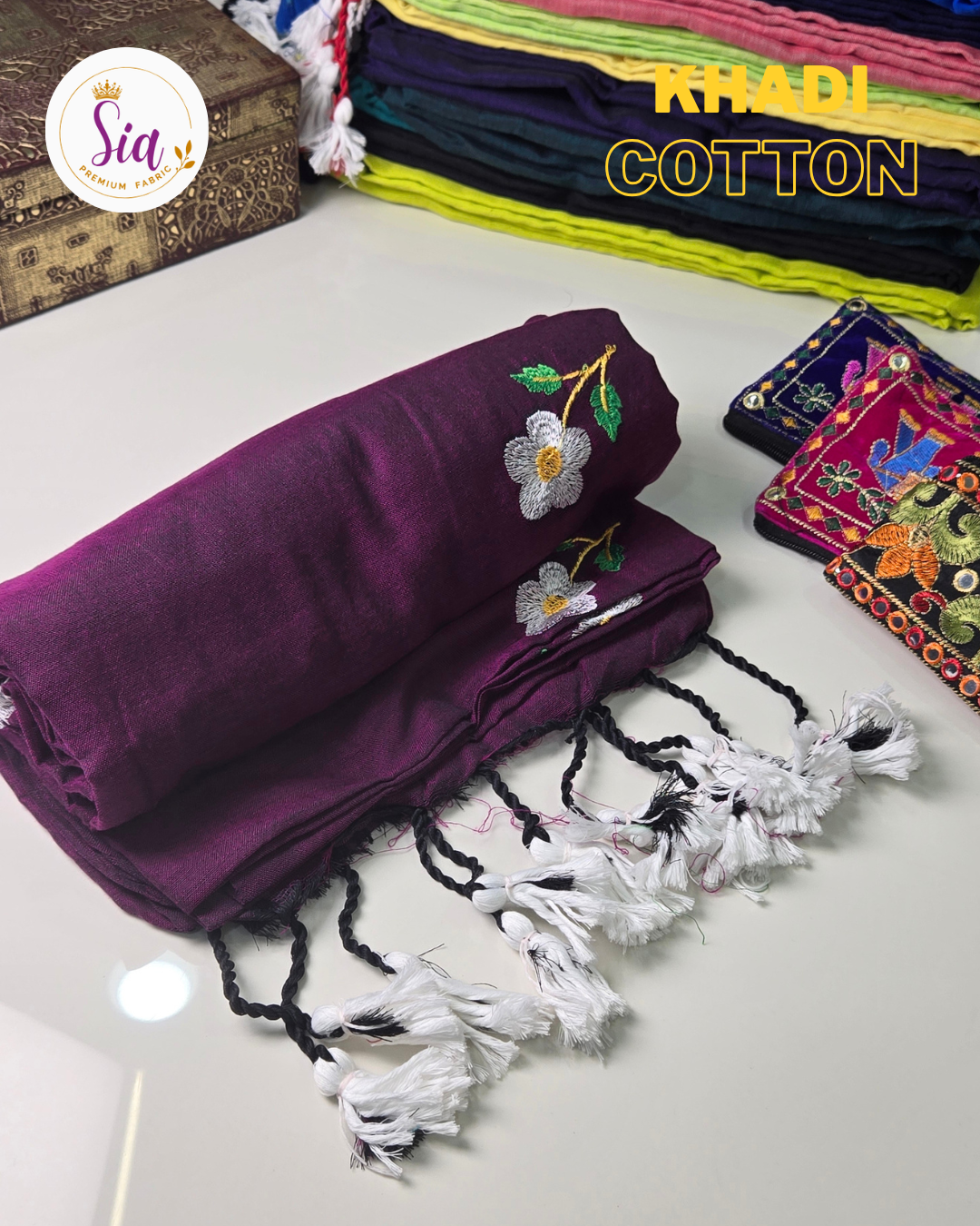 Wine/Magenta - Khadi Cotton Sarees