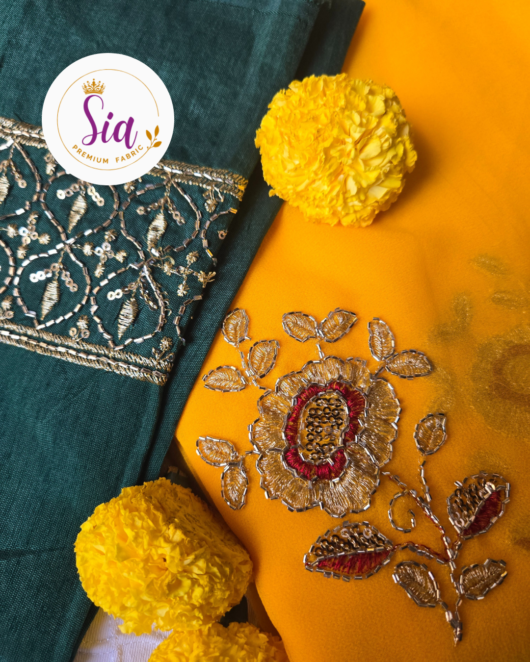 Yellow - Gulab Rose Butti Royal Georgette Saree