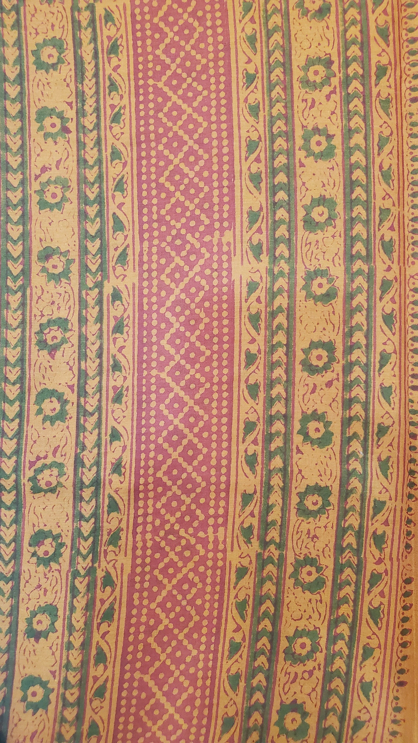 Rust orange beauty features classic hand block floral motifs and intricate borders