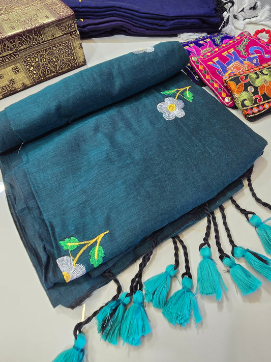 Dark Green - Khadi Cotton Sarees