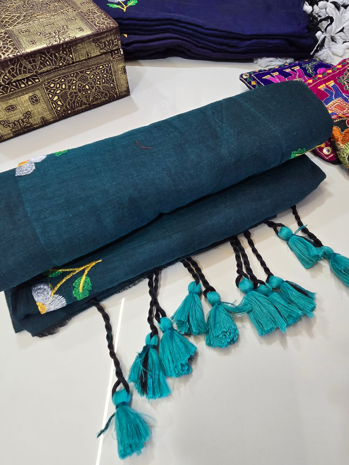 Dark Green - Khadi Cotton Sarees