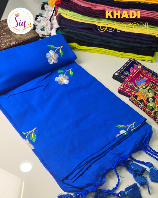 Blue - Khadi Cotton Sarees
