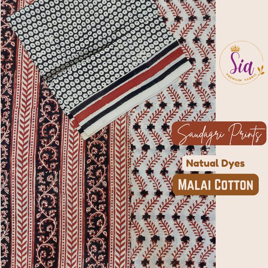 Saudagri Block Prints on Malai Cotton, Handcrafted using natural dyes