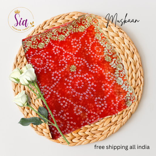 Orange - BANDHEJ SHADED Prints - Embroidery work