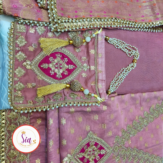 Chanderi Jacquard Silk Banarasi Weave Shirt in a soft pastel color palette
