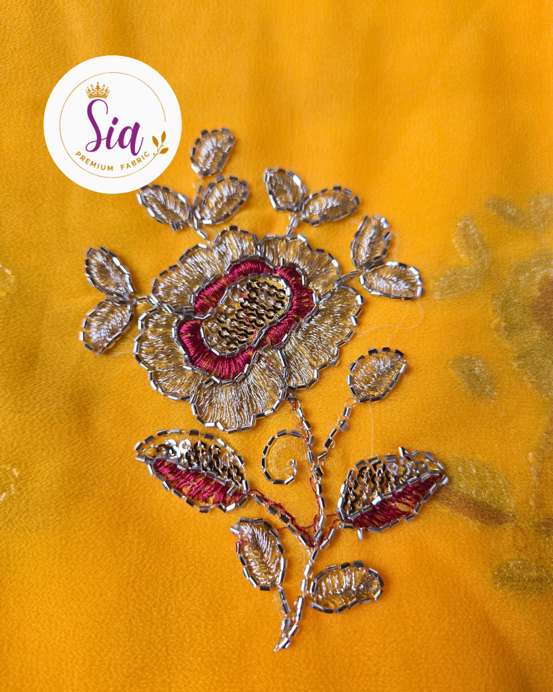 Yellow - Gulab Rose Butti Royal Georgette Saree