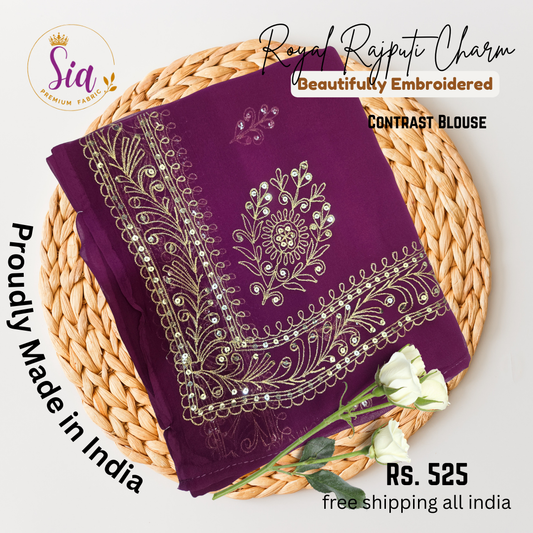 Purple - Rajasthani Rajput Beautifully Embroidered