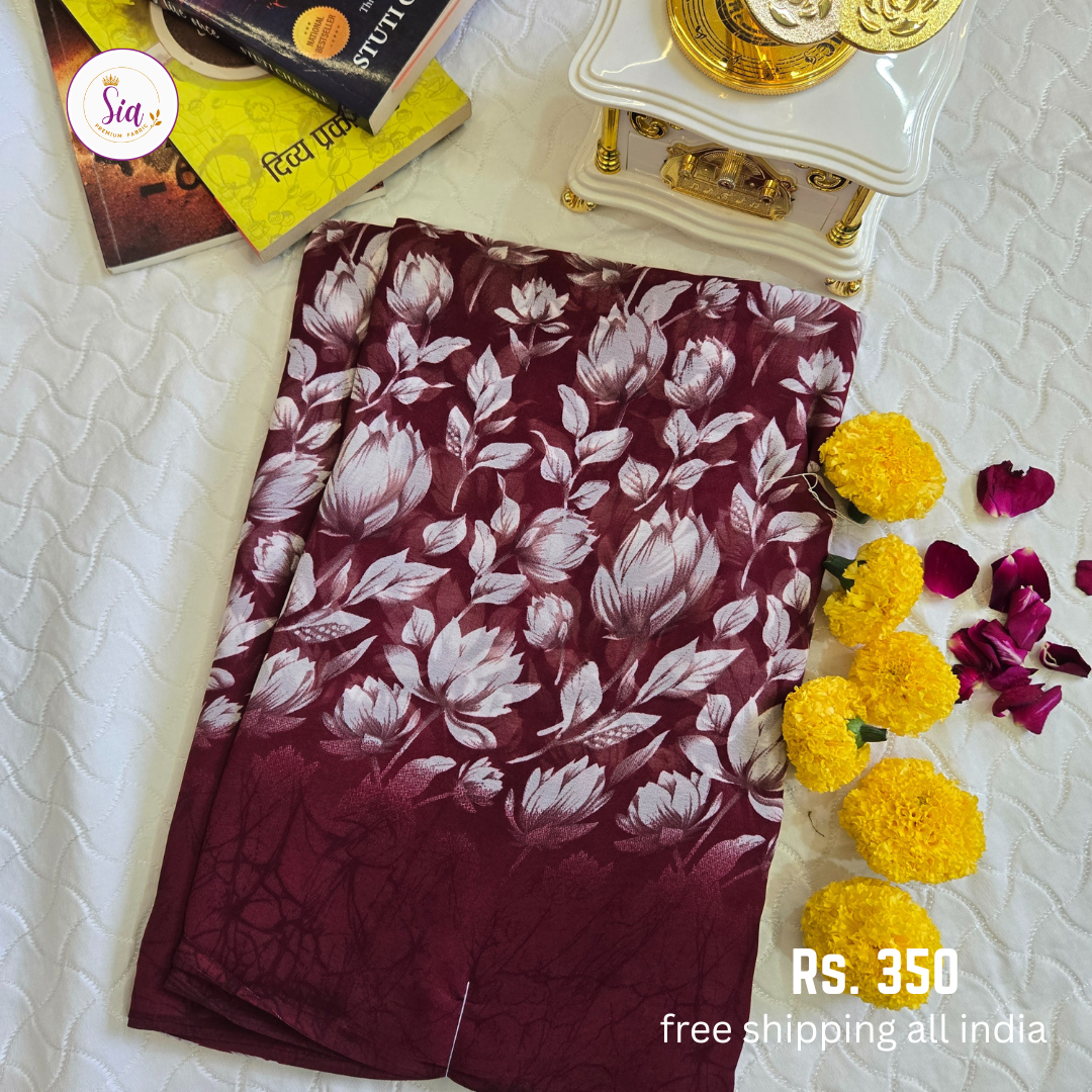 Maroon - Autumn Floral Prints Weightless super soft fabric