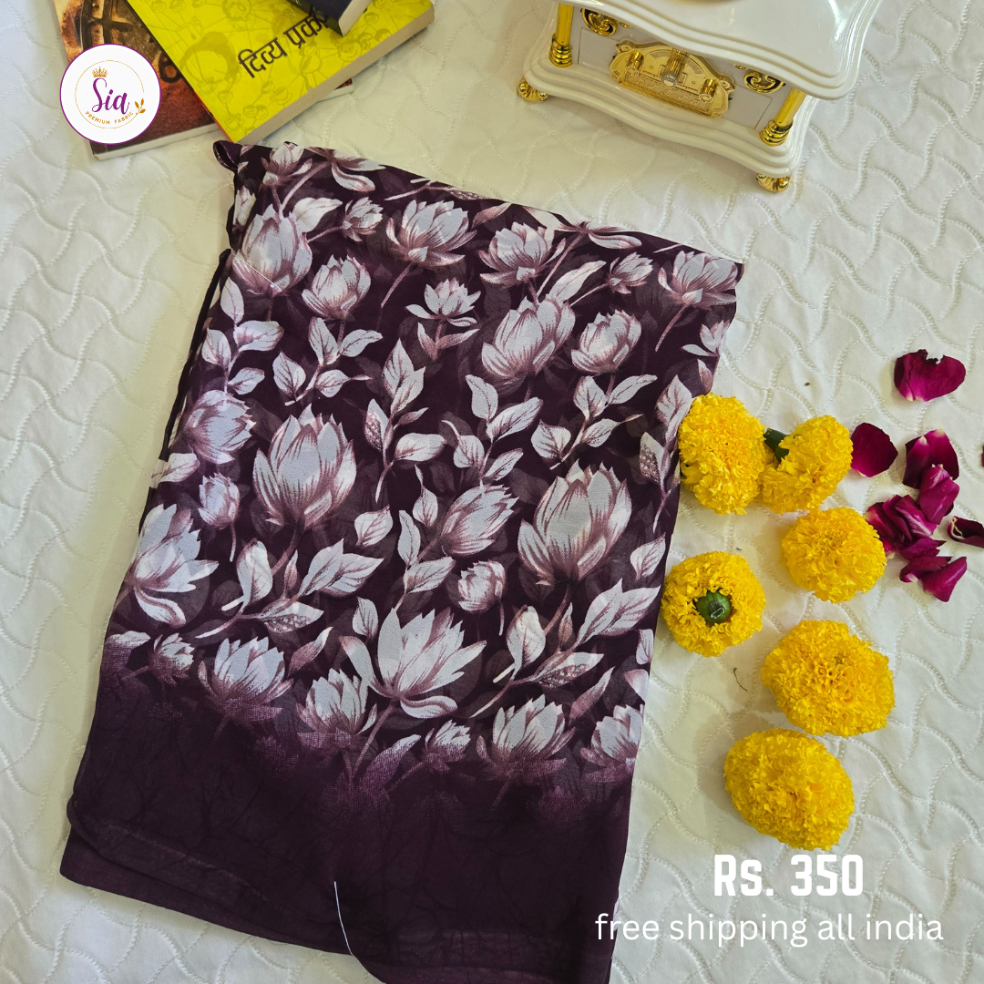 Wine - Autumn Floral Prints Weightless super soft fabric