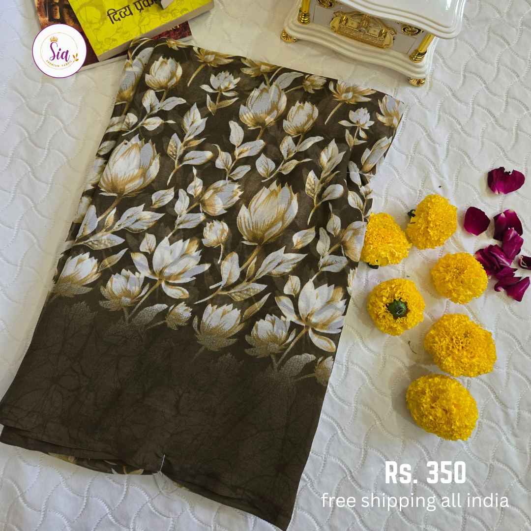Olive/Mehendi Green - Autumn Floral Prints Weightless super soft fabric