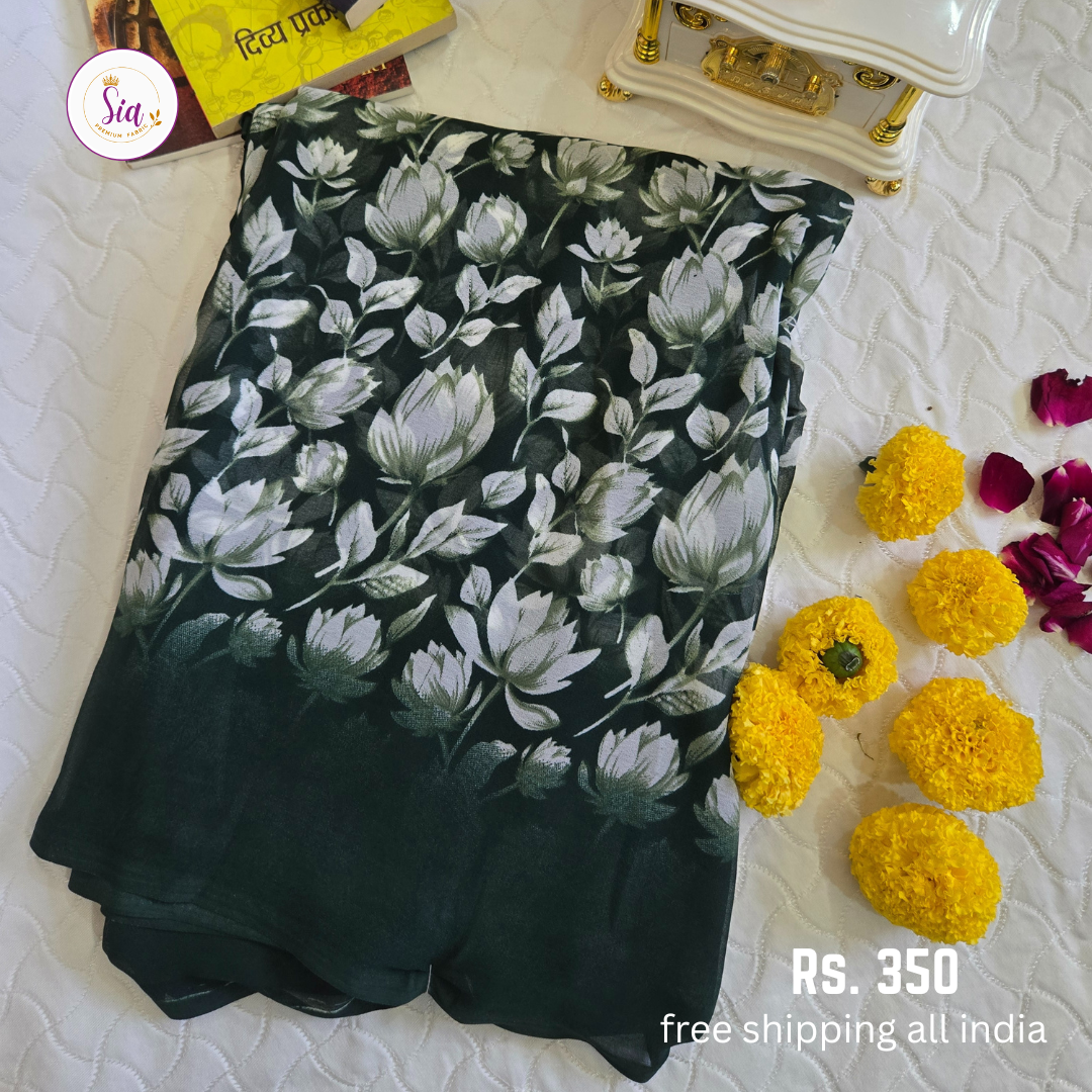 Green - Autumn Floral Prints Weightless super soft fabric