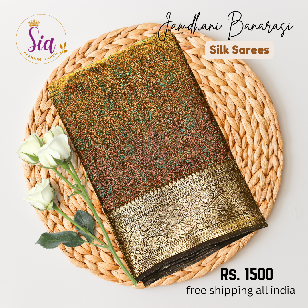 Mustard with Multi colors - Jhamdhani Banarasi silk sarees