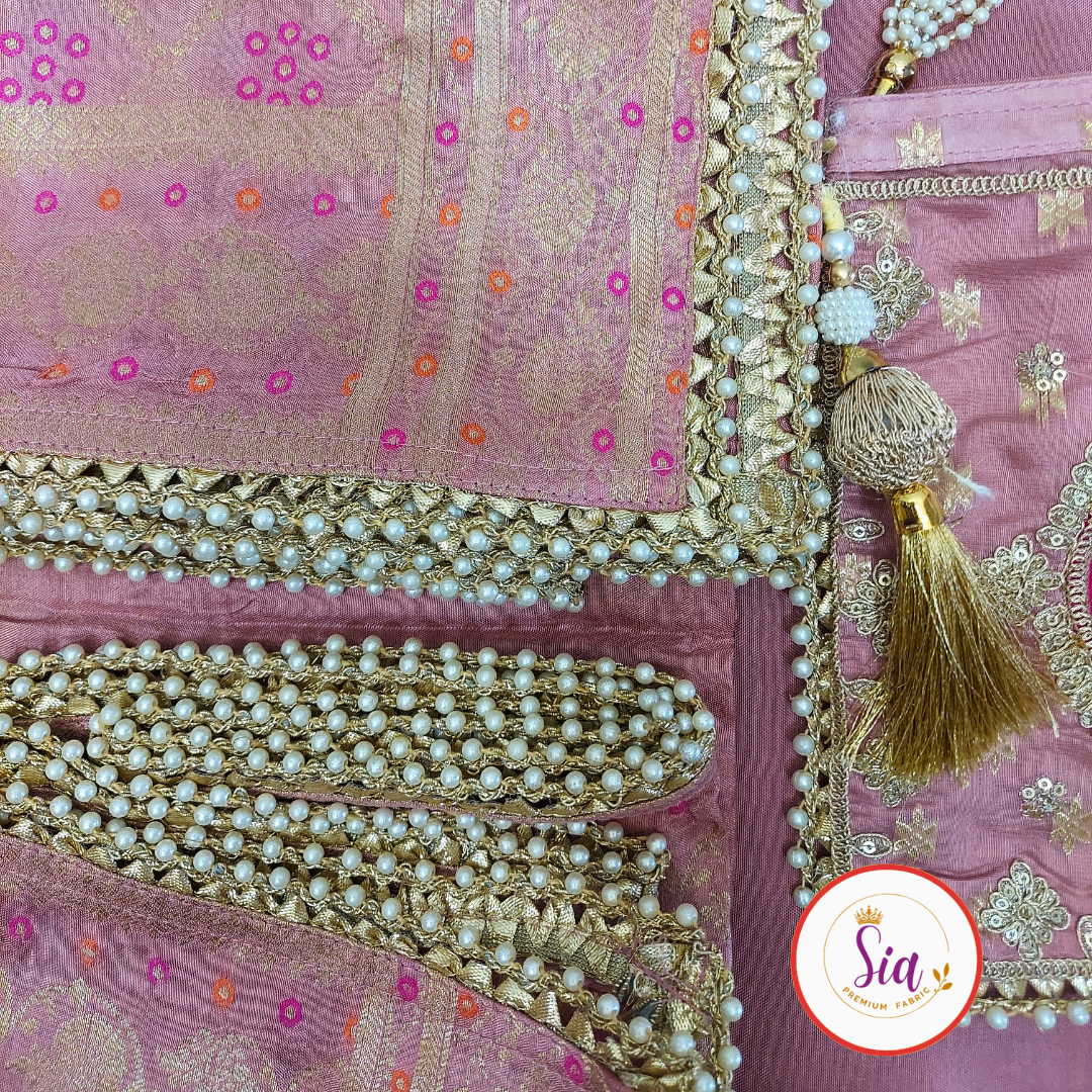Chanderi Jacquard Silk Banarasi Weave Shirt in a soft pastel color palette