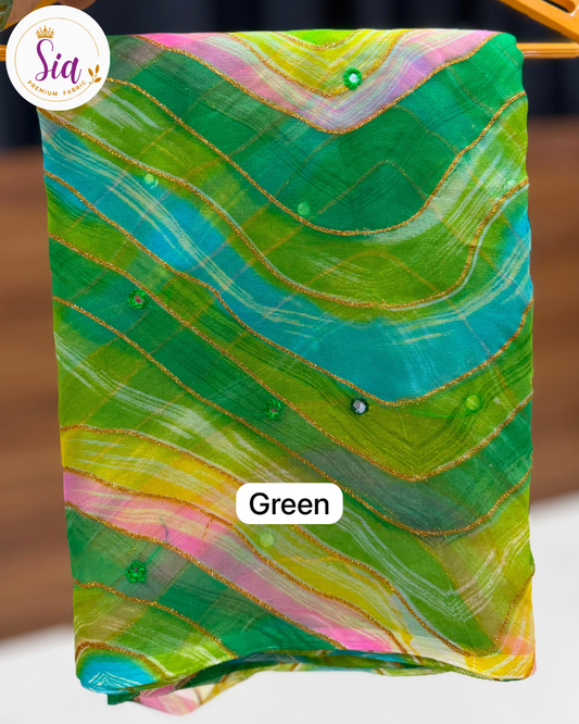 Green Premium Soft Chiffon Saree