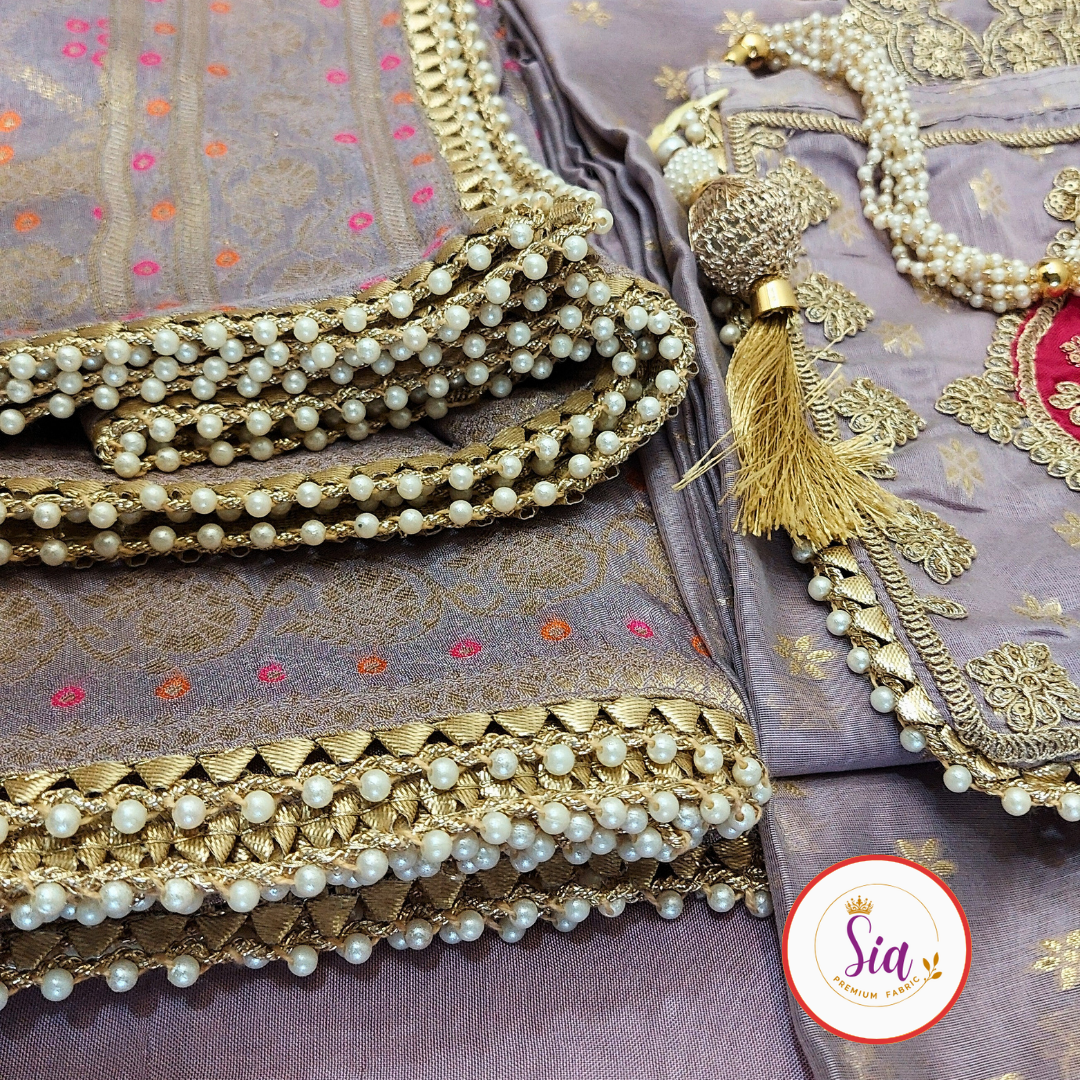 Chanderi Jacquard Silk Banarasi Weave Shirt in a soft pastel color palette