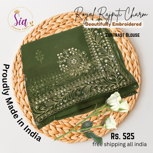 Mehendi Green - Rajasthani Rajput Beautifully Embroidered