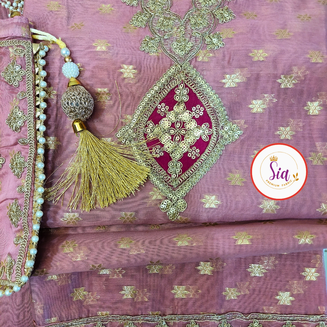 Chanderi Jacquard Silk Banarasi Weave Shirt in a soft pastel color palette