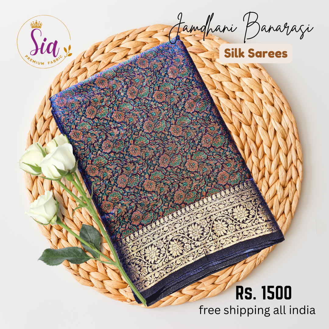 Blue Purple - Jhamdhani Banarasi silk sarees