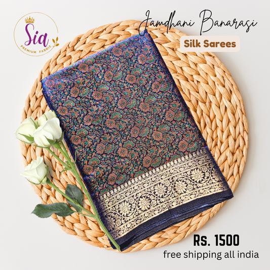 Blue Purple - Jhamdhani Banarasi silk sarees